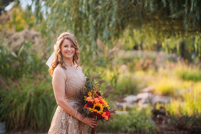 bridal portrait in gardens of Pillar and Post